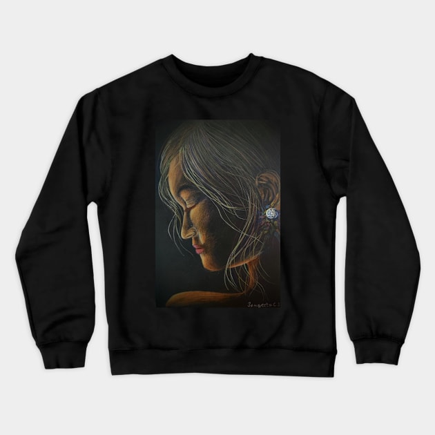 Girl with a diamond earring Crewneck Sweatshirt by Sangeetacs